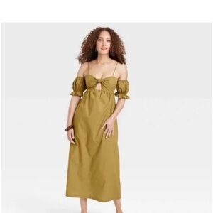 Elegant Olive Off-Shoulder Dress